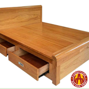 Giường ngủ gỗ tự nhiên có hộc kéo_GN01T